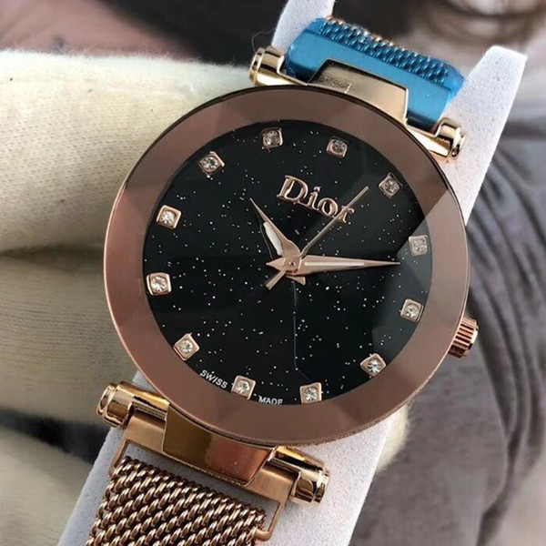 AAA luxury Women Fashion style Di Watches Brand Steel belt ladies watches Quartz Watch Starry sky design Dial Drop Magnet buckle