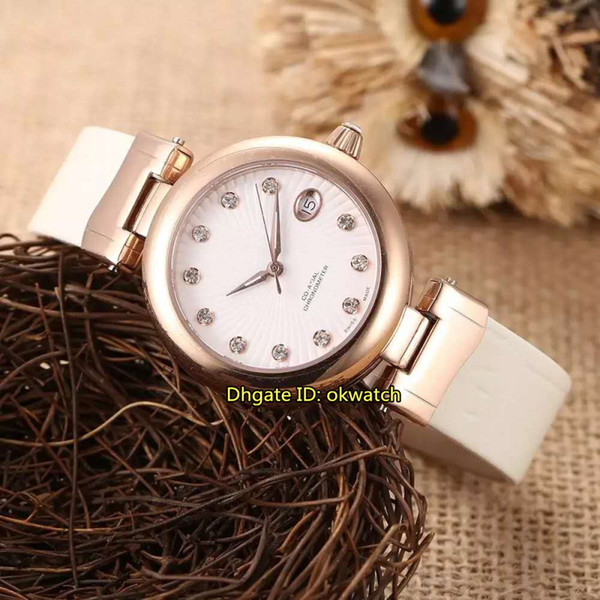 13 style High Quality Watch Ladymatic Co-Axial 34MM Quartz Womens Watch 425.63.34.20.55.001 Sapphire White Dial Leather strap Ladies Watches