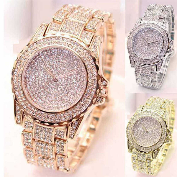 Women Ladies Bling Diamonds Crystal Strap Watch Fashion Luxury Stainless Steel Analog Quartz WristWatches gift relogio feminino