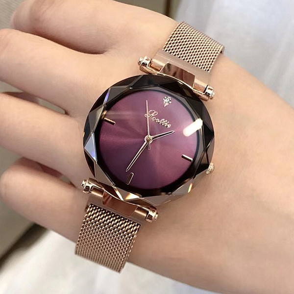 2018 Luxury Brand lady Crystal Watch Magnet buckle Women Dress Watch Fashion Quartz Watch Female Stainless Steel Wristwatches C18103001