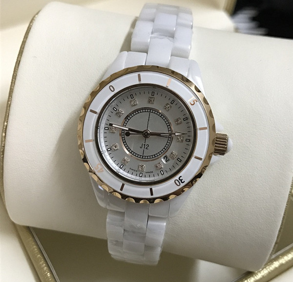 Luxury Brand Lady White/Black Ceramic Watches High Quality Quartz Wristwatches For Women Fashion Exquisite Women