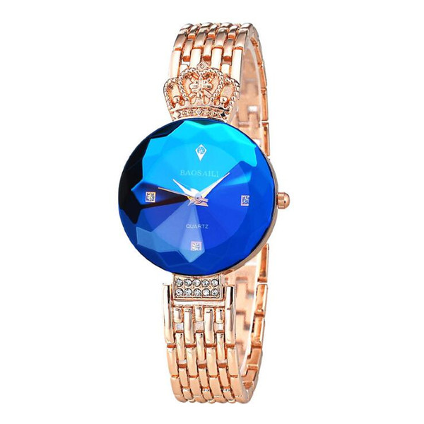 LFT320065 Women's Watches Ladies Watch Fashion Top Luxury Crown Bracelet Wristwatch For Women Watches Blue Gold Female Crystal Quartz Clocks