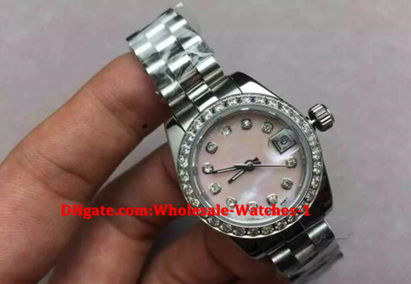 Christmas gift High Quality Watch President Date Diamond Bezel White Shell Dial Women Stainless Watches Ladies Automatic Wristwatch Valentin