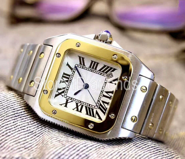 Hot Sale Top Fashion Quartz Watch Women Gold Silver Dial Classic Design Full Stainless Steel Wristwatch Ladies Casual Elegant Clock 1701