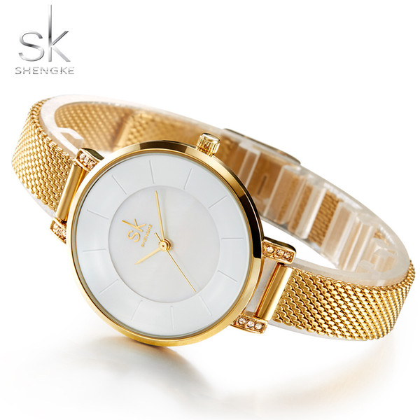 Shengke Original Bracelet Watches for Lady Fashion Dress Gold Charming Chain Style Luxury Quartz Women Watch Female Montre Femme