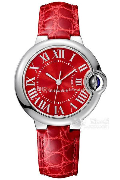 2019 NEW Fashion brand Women's Wathces WSBB0022 Red strap 36mm Luxury Mechanical automatic Stainless steel Ladies Dress Watch free ship