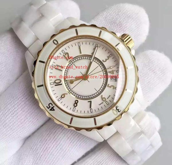 Top quality Luxury AAA Wristwatches Ceramic 38mm White Dial Automatic Mechanical Date Mens Womens Wrist Watch Watches