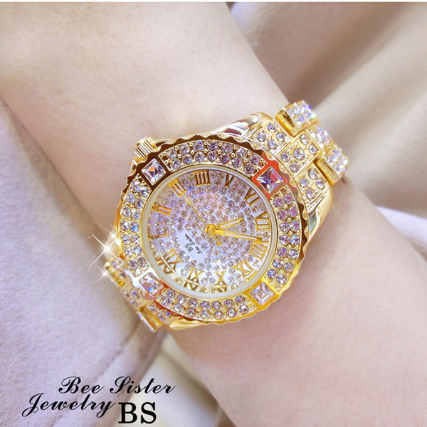 2017 Fashion Women gold Dial Reloj Mujer Concise Girl Wrist Watches Female Quartz Watches Ladies Rhinestone Clock Women Watches S917