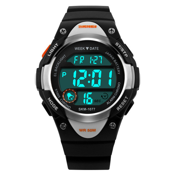 SKMEI Children Outdoor Sports LED Wristwatch Boy Alarm Digital Watch Kids Stopwatch Waterproof Girls Wristwatches Wholesale Clock 1077