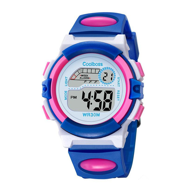 Colorful children electronic watch girls boys sport led digital watches COOLBOSS luminous Multifunction waterproof student sports watch Gift