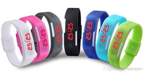 Sports Rectangle Led Digital Display Touch Screen Watches Candy Rubber Belt Silicone Bracelets Wrist Watches Led Touch Wristwatch