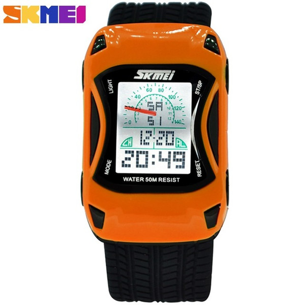 SKMEI Fashion Kids Watches Car Style LED Cartoon Digital Watch Waterproof Fashion Creative Swim Sports Wristwatches For Children