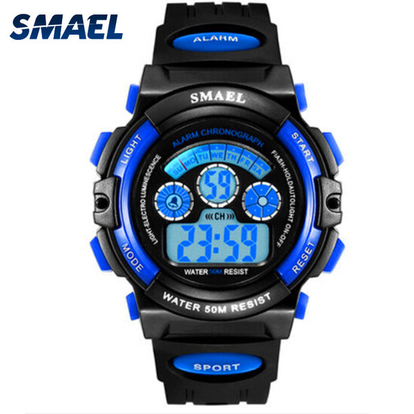 DHL Wholesale SMAEL Kids Sport Watch 50M Waterproof Shock Analog LED Digital Wristwatch Kid Clock 0508 Boys Watches Children Birthday Gift