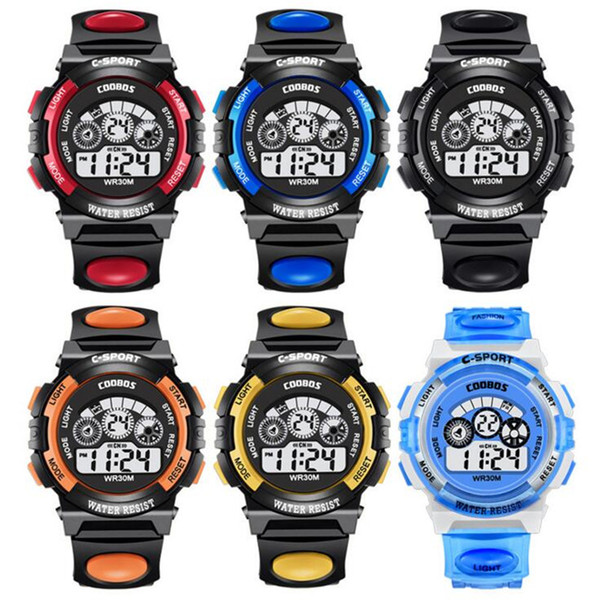 Fashion Children Watch Boys Girls LED Digital Electronic Wrist Watch Kids Luminous Alarm Clock Calendar Water-resistant Watches