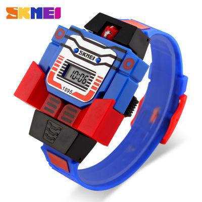 2018 hot SKMEI Kids LED Fashion Digital Children Watch Cartoon Sports Watches Robot Transformation Toys Boys Wristwatches Relogio Relojes