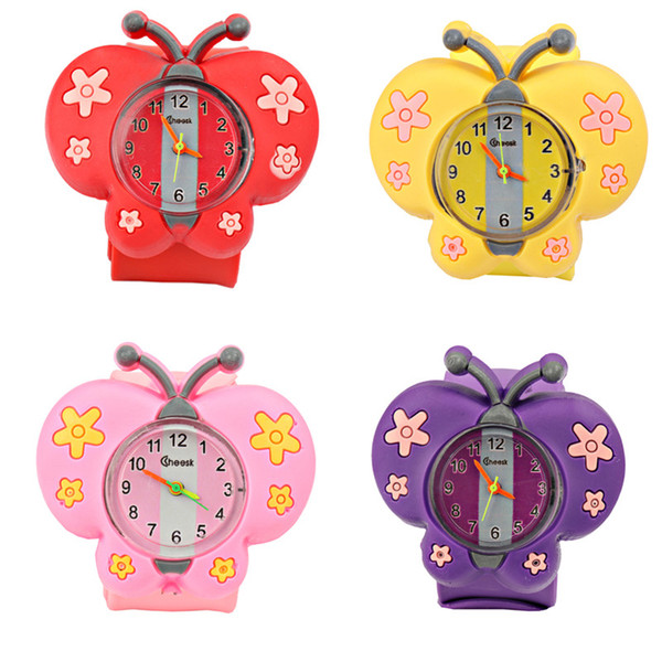 Kids Watches Boy Girls Cute Butterfly Slap Watch Cartoon3D Creative Quartz Wristwatch Baby Clock Silicone Sports Children Watch