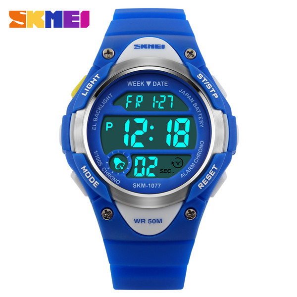 SKMEI Digital Sport Watch Kids Watches Clock Outdoor Chrono LED Waterproof Boys Girls Wrist Watch Relogio Wristwatches Wholesale 1077