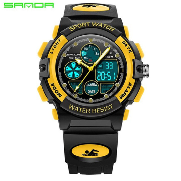 Sanda Kids Watches Sports Shock watch Cartoon Led Digital Wristwatch Alarm Clock Boys Girls Dual Display Wristwatches Reloj Dropship