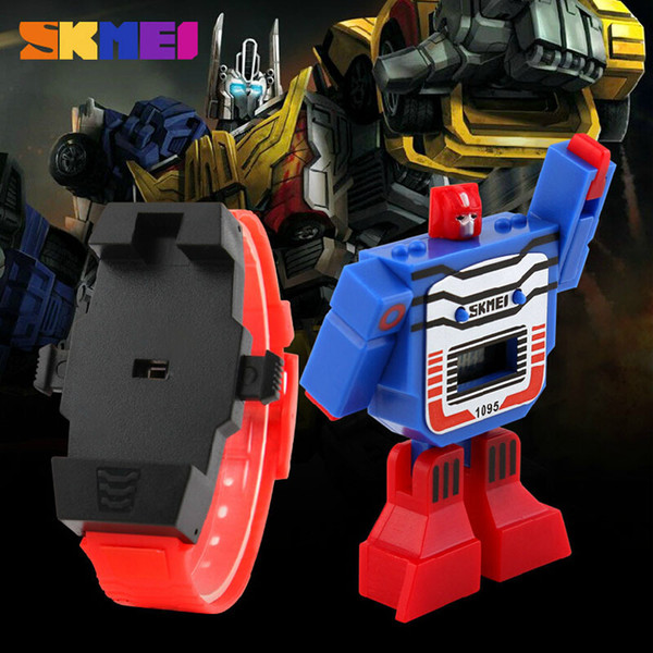 2018 SKMEI Kids LED Fashion Digital Children Watch Cartoon Sports Watches Robot Transformation Toys Boys Wristwatches Relogio Relojes