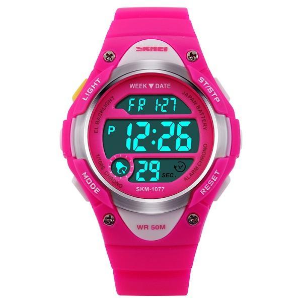 Skmei Children Sports Watches Cute LED Digital Sport Watch Cartoon Alarm Stopwatch Waterproof Wristwatch For Boy Kids Girls 1077