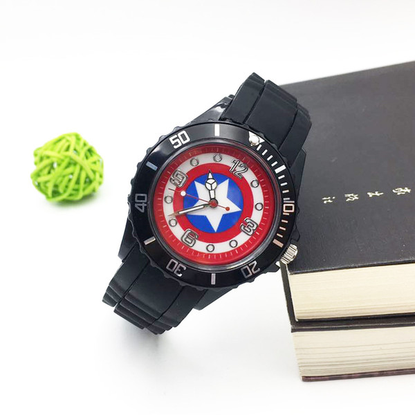 The Avenger Captain America Shield Boy's Watch Quartz Fashion Soft PU Strap Wrist Watches for Children Kids Students Gift drop shipping gift