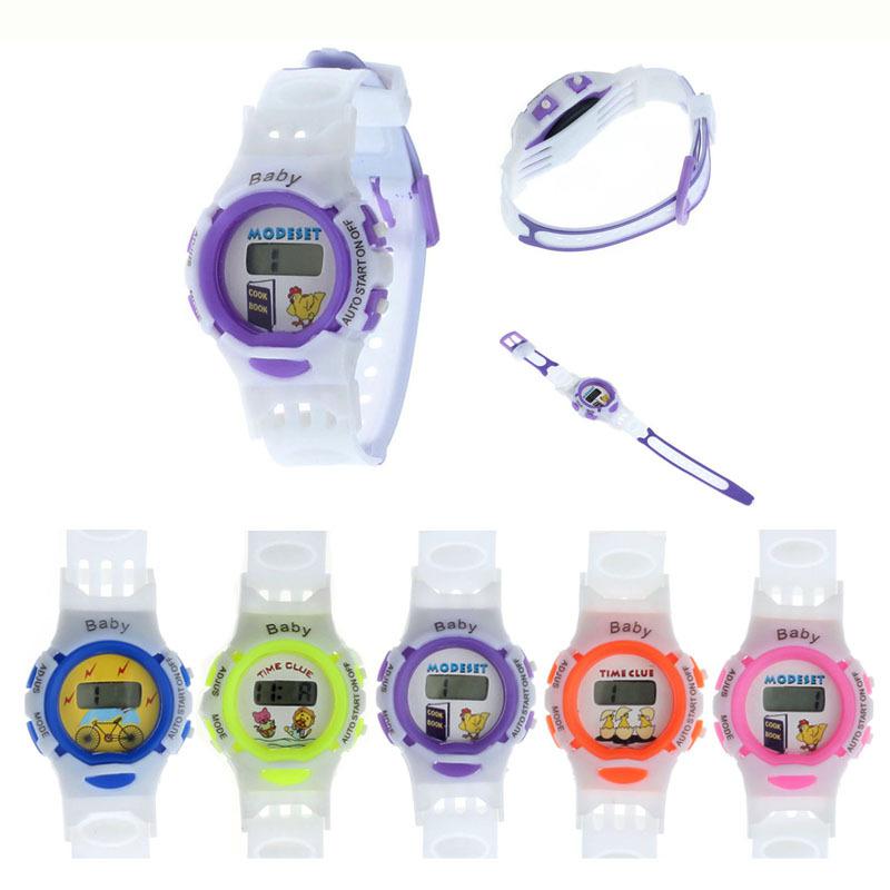 Wholesale-New Arrival Wholesale Cute Girl Boys Children Kids Sports LED Digital Cartoon Wrist Watches Silicone strap Gifts free shipping