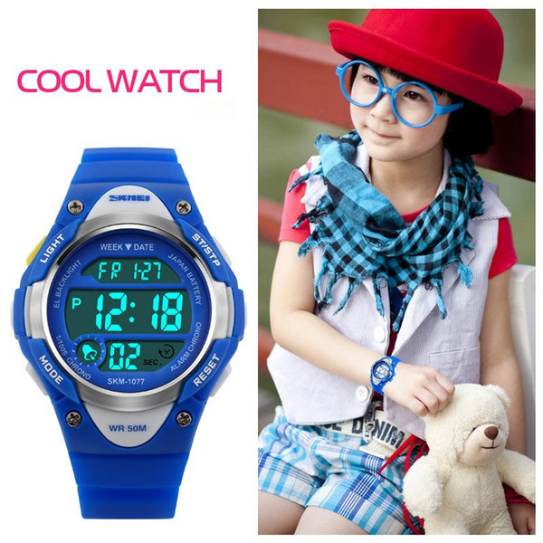 Skmei Children Sports Watches Cute LED Digital Sport Watch Cartoon Alarm Stopwatch Waterproof Wristwatch For Boy Kids Girls 1077