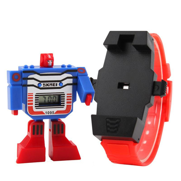 Kids LED Digital Children Watch Cartoon Sports Watches Relogio Robot Transformation Toys Boys Wristwatches Drop Shipping