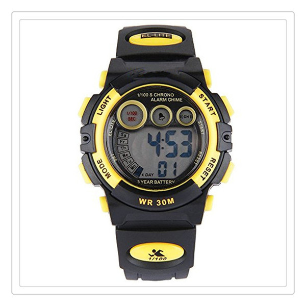 New Cute Watch Simple Waterproof LED Digital Sport Wrist Watch For Boys Girls Kids Childrens Yellow