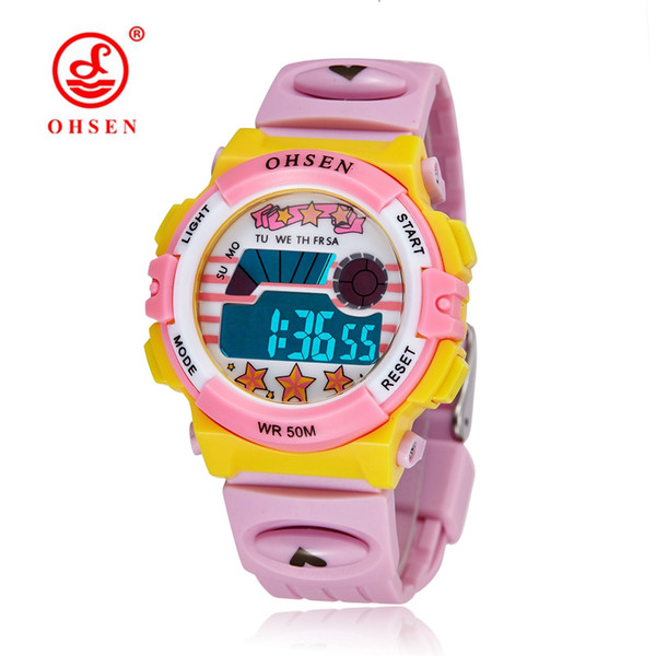 OHSEN Brand Children Sports Watches LED Digital Watch Outdoor Waterproof Relogio Masculino New Fashion Men Wristwatches