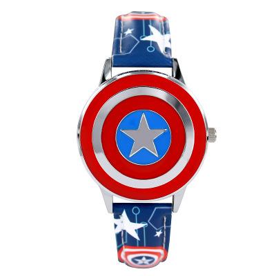 Luxury Brand Design 100% Genuine Fashion Children Watches For Boys Students Captain Iron Man Leather Watch Strap