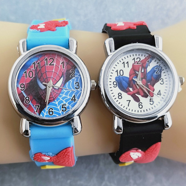 Christmas Spiderman Pattern 3D Rubber Strap Children Watch Fashion Kids Quartz Wristwatch for Boys Students 2018 Cartoon Sports Clock