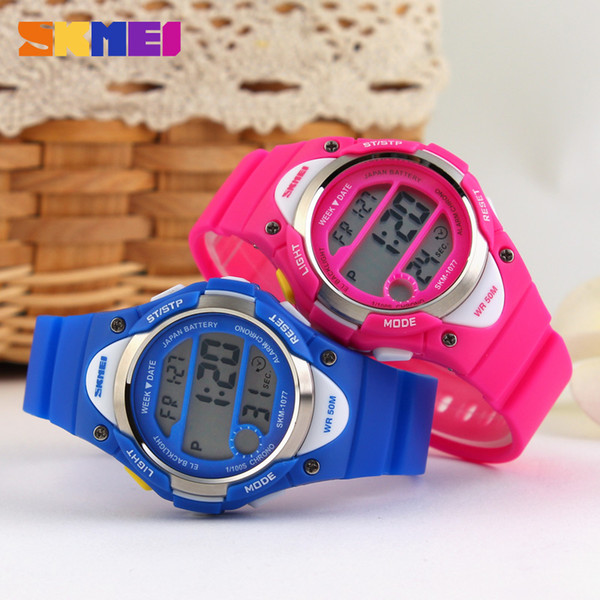 SKMEI Children Outdoor Sports Watches Boy Alarm Digital Watch Kids Stopwatch Waterproof Girls Wristwatches Wholesale Clock 1077