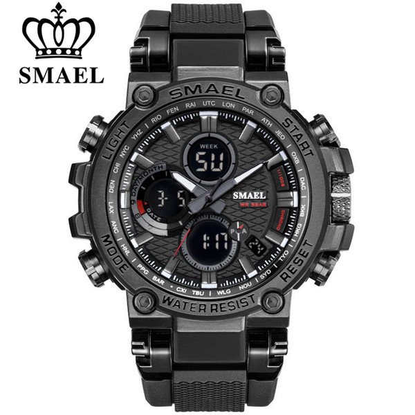 Smeal Men Sport Watches Digital Double Time Chronograph Watch Mens Led Chronometre Week Display Wristwatches Montre Homme Hour