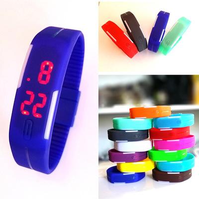 Fashion Sport Rectangle LED Watch for Children Kids' Christmas Birthday Gift Silicon Wristwatches Black 100pcs/lot Free Shipping