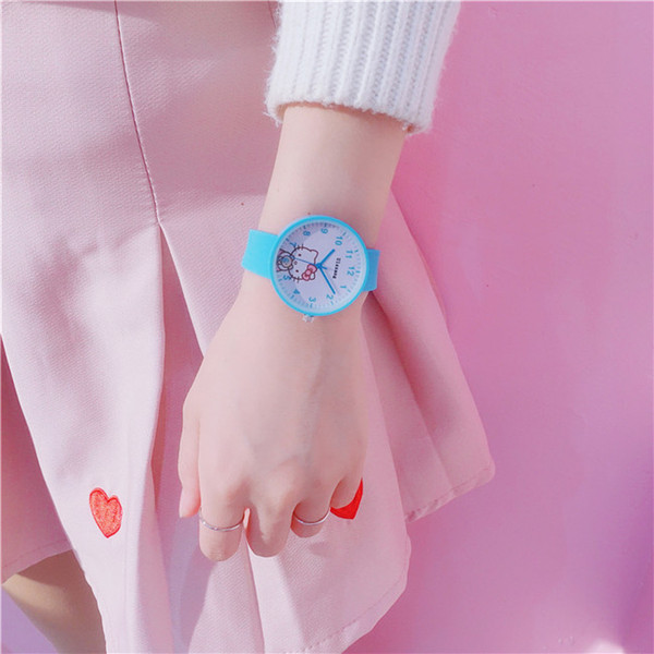 Children's watch girl waterproof junior high school student cute primary school fashion boy girl pink Japanese soft sister watch