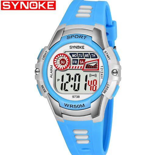 Wholesale Synoke Multifunction Chrono Alarm Chime Waterproof 50m Children Sport Wrist Watch 9738