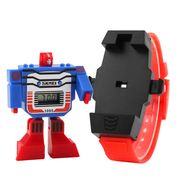 SKMEI Kids Cool LED Digital Children Watch Cartoon Sports Watches Relogio Robot Transformation Toys Boys Wristwatches Wholesale 1095