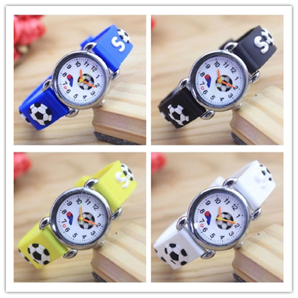 Silicone 3D Soccer Children Kids Wrist Watches for Boys Girls Football Hand Watch Sports Quartz Wristwatches 7color Christmas Gift