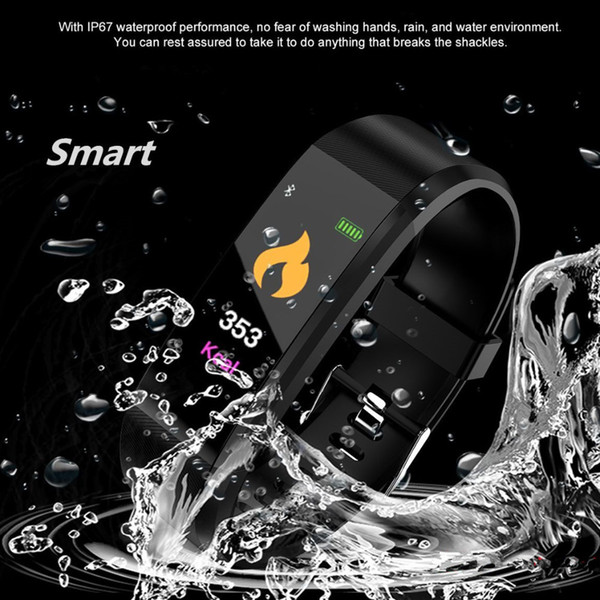 New 115 PLU Waterproof Sports Smart Watch Men Women Heart Rate Fitness Tracker Smart Wristbands For Android IOS Smart Bracelets Y1892508