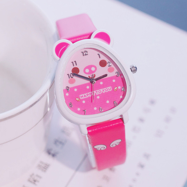 Children's Clock Watch Pointer Girl Send Children Primary School Girls Cute Pig Girl Pink Watch