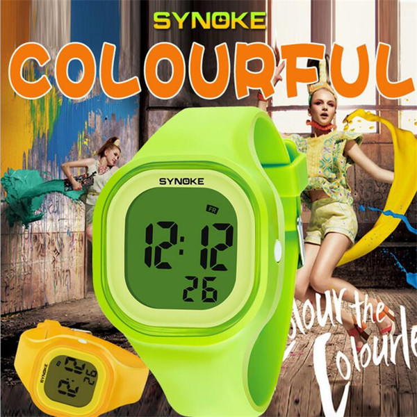 SYNOKE Fashion Sports Children Watch LED Digital Watches Waterproof Alarm Back Light Digital Complete Calender Wristwatch