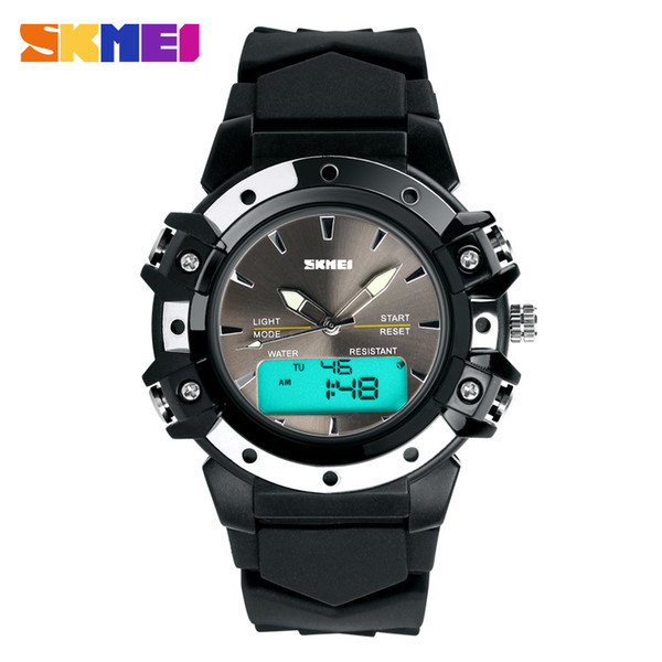 Fashion Skmei Sports Brand Watch Men's 2 Time Zone Digital Waterproof LED Quartz Alarm Wristwatches Outdoor Military Multifunctional Boy G