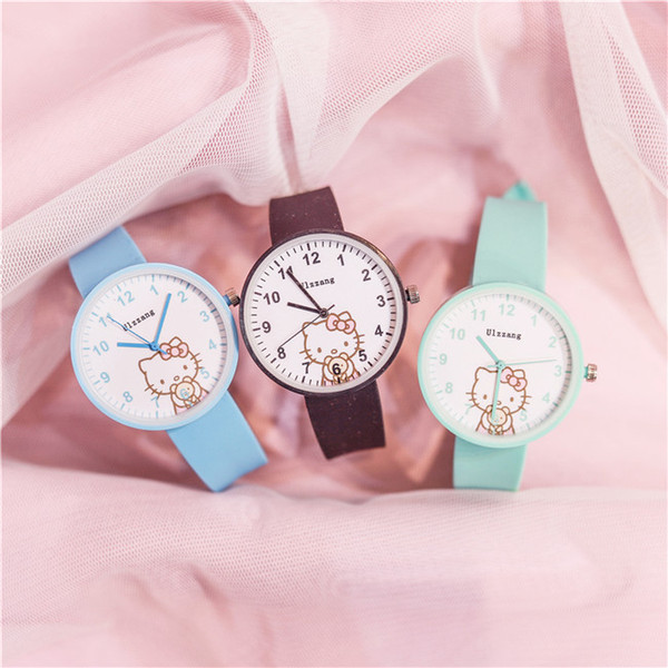 Children's watch girl waterproof junior high school pupils 3-14 years old girl cute cartoon candy color jelly small fresh