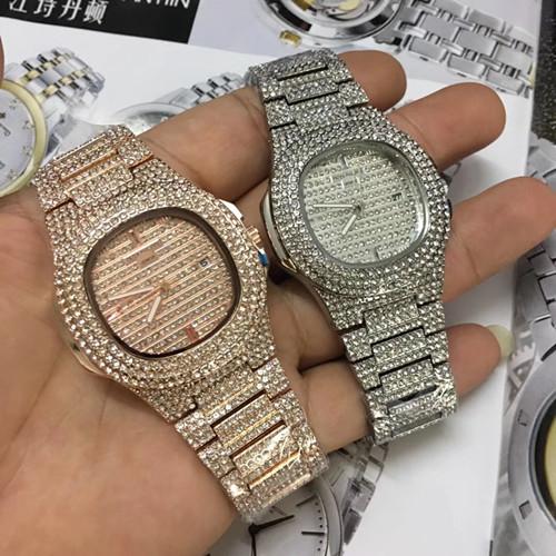 Hip Hop Bling Diamond Watch For Men Gold Stainless Steel Band Men's Business Quartz Watches Man Waterproof Relogio Masculino drop shipping