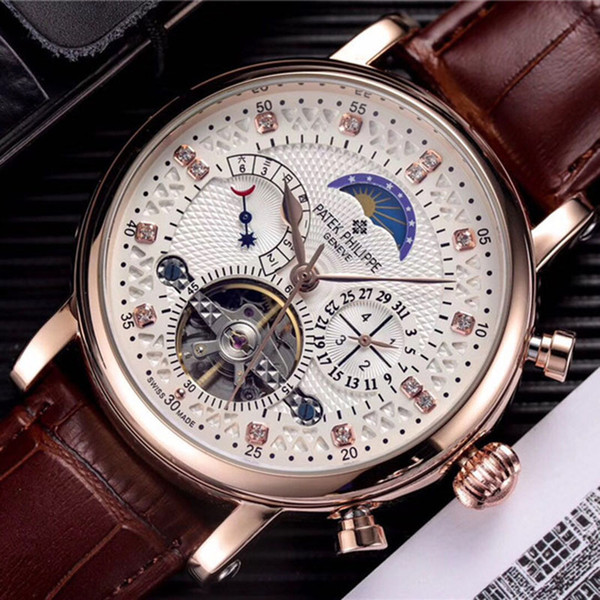 Fashion Luxury Designer Swiss Watch leather Tourbillon Watch Automatic Men Wristwatch Men Mechanical steel Watches relogio masculino clock