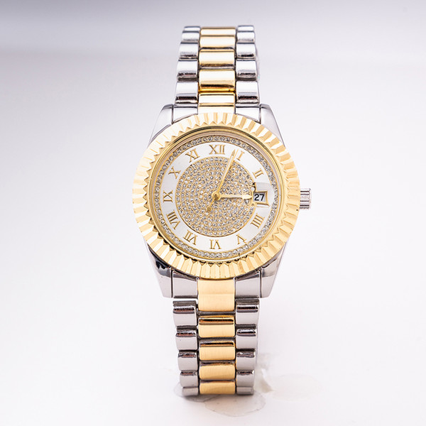 AAA high quality luxury brand men's gold ladies watch with full diamond fashion ladies wedding watch ladies watch brand name with gift box