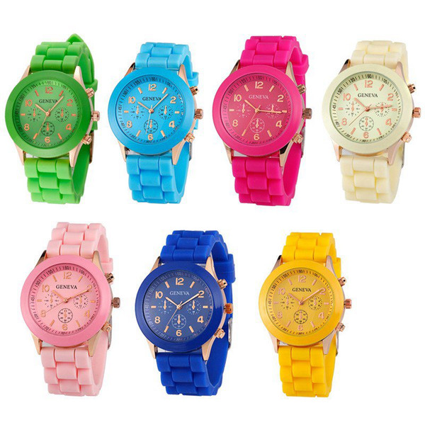 2017 New Shadow Style Geneva Watch Rubber Candy Jelly Fashion Men Women Silicone Quartz Watches 100pcs