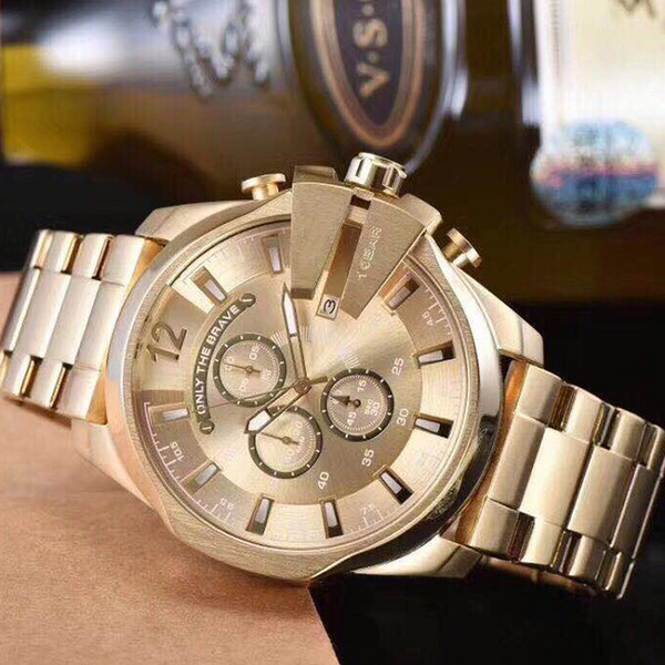 4360 Gold Watch For Man Big Dial Mega Chief Chronograph Stainless Sports Watch Fashion Dress Watches Casual Quartz Watch DZ reloj