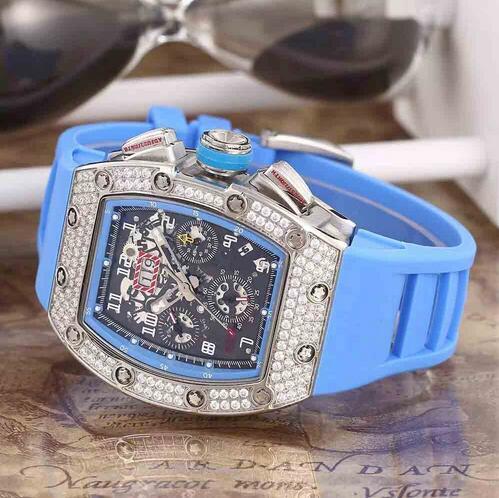 Luxury Swiss Brand RM011 Diamond Stainless Date Transparent Mens Mechanical Watch Felipe Massa Flyback Rubber Men Automatic Wristwatch women